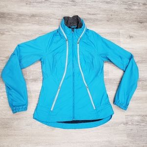 LULULEMON Blue Run Record Breaker Hooded Windbreaker Zip Up Jacket